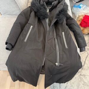 RUDSAK Black Puffer Coat with Fur Trim